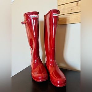 Women’s Original Tall Gloss Hunter Rain Boots RED Size US 9